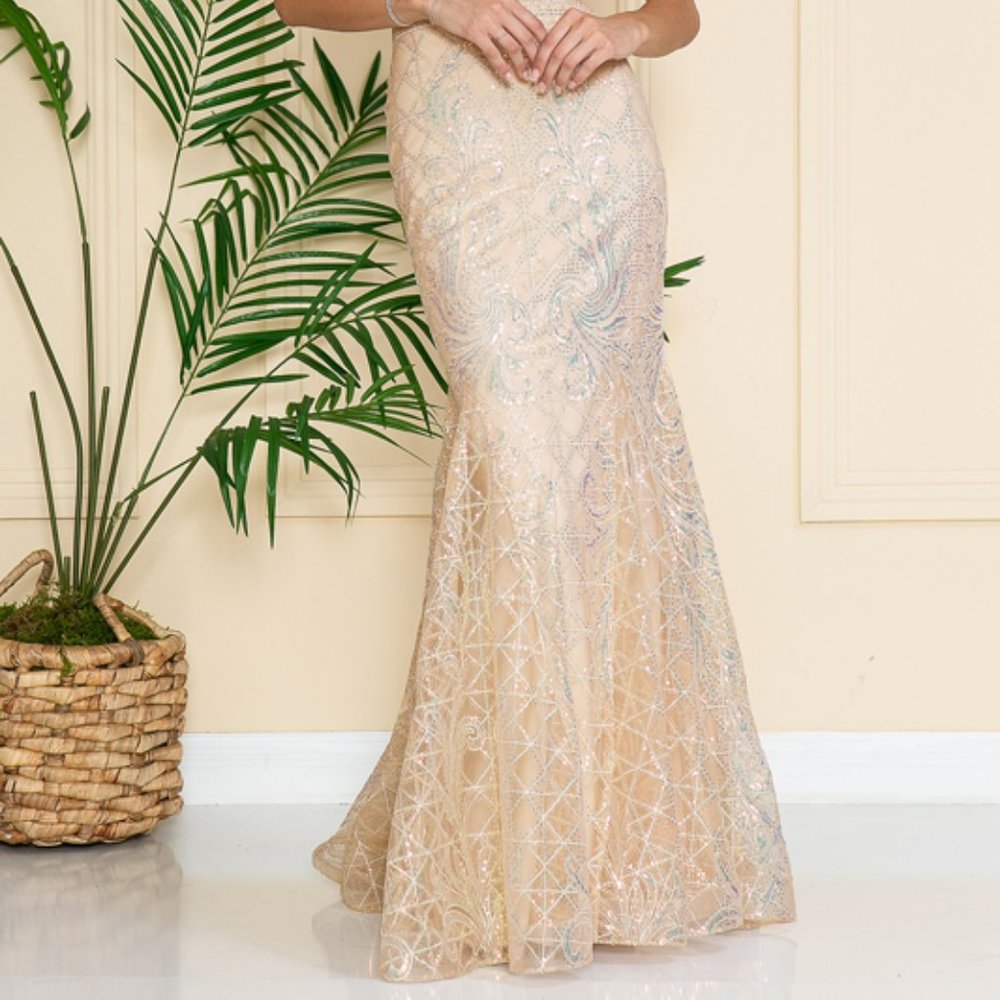 NEW OPEN BACK LONG WEDDING EVENING PARTY PROM GOWN DRESS CHAMPAGN AC6116 - Picture 2 of 8